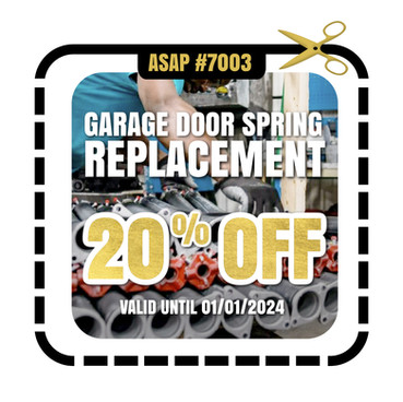 Enjoy Our Exclusive "20% OFF" on your Garage Door Spring Replacement by our Asap Garage Door Repair Experts.
This is a 💰 $50 Value
⌛ Valid Until 1/1/2023