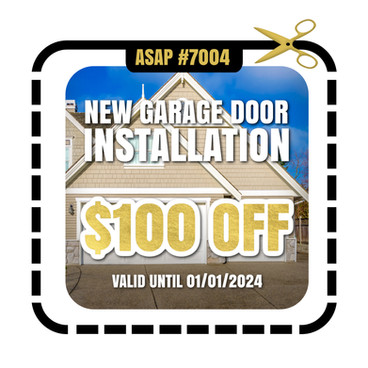 Enjoy Our Exclusive "$100 OFF" on your NEW Garage Door Installation by our Asap Garage Door Repair Experts.
This is a 💰 $100 Value
⌛ Valid Until 1/1/2023